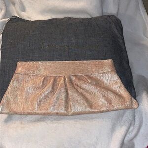 Lauren Merkin Gold/Cream Clutch w/ Dust Bag